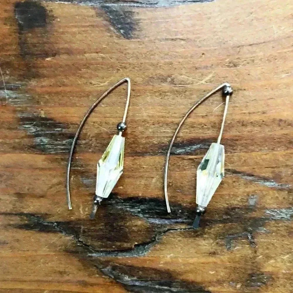 Artisan Jewelry - Clear Crystal Faceted Drop with Silver Earrings